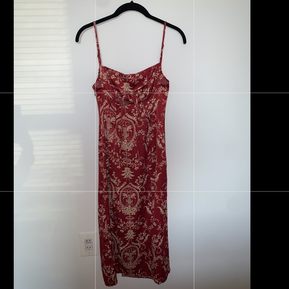 Paisley Deep Red Midi Dress